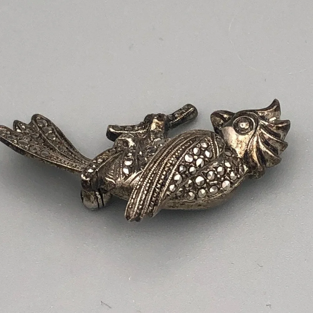 Vintage Sterling Silver Bird Brooch Pin 925 Dimensional Cockatoo 7.36 grams